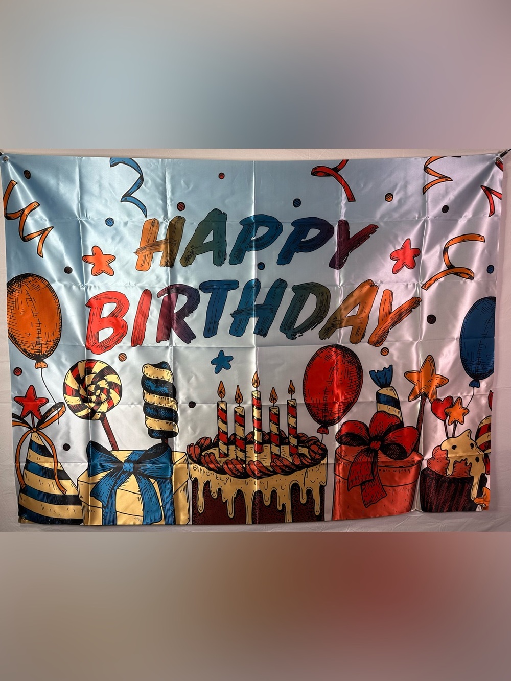 Happy Birthday Backdrop Banner 4.5x6 Feet. With 4 Grommets
Beautiful and Vivid
